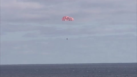 Orion spacecraft's splashdown, as seen from recovery ship