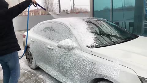 Washing a dirty Kia Optima GT car - foam, wax, osmosis. Car wash thick foam Kia Optima GT