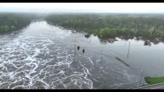 Drone footage shows flooding in Mississippi