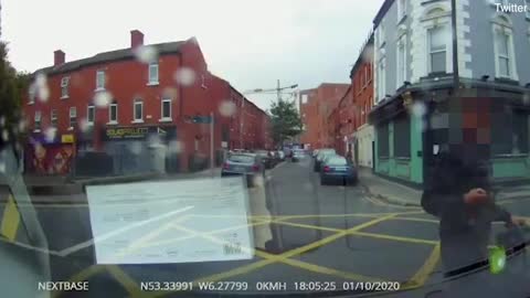 Cyclist appearing fake accident | dashcam