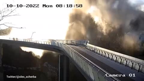 Kiev's “Klitschko Bridge" has been struck directly with a missile.