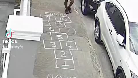 Hopscotch on the sidewalk to see what people would do