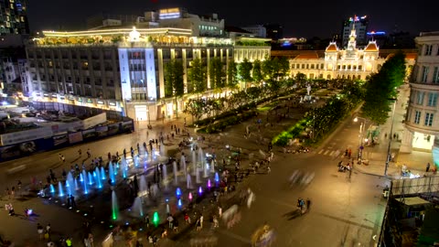 Pedestrian street in Ho Chi Minh city at night