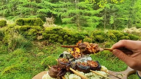 Beef lollipops cooked in the wild forest. Lollipops for men! Pure relaxation🔥