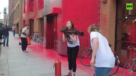 Activists Spray Paint on Labour Party HQ in London