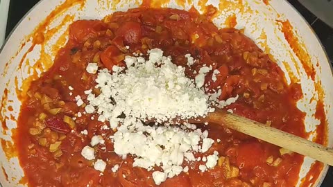 Duck Guy's Beetroot Spaghetti With Tomatoes, Olives, Pickled Red Pepper and Feta cheese