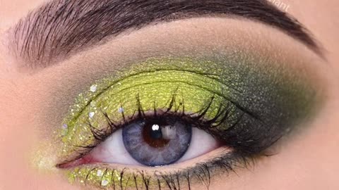 Lime green Smokey eye makeup tutorial