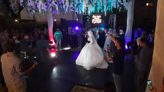 Egyptian Wedding Stage Circled by fire machines