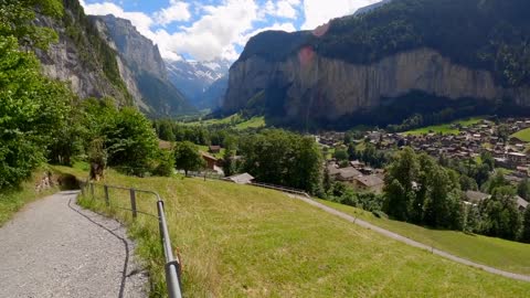 The beautiful Lauterbrunen Valley in Switzerland, a summer hiking trip