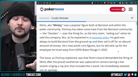 Barstool FIRES Host Mintzy Over Rapping Offensive Lyrics, PENN Stock TANKS, GET WOKE GO BROKE