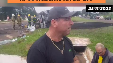Cascavel: Imagens impressionantes mostram caminhão em chamas após acidente na BR-277