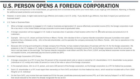 What Happens when a U.S. Person Opens a Foreign Corporation?