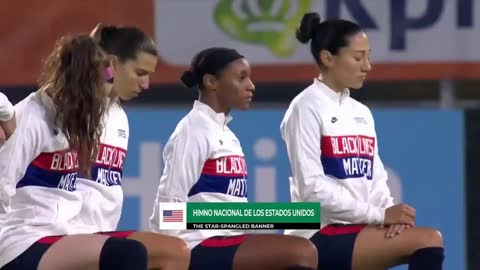 US "women's" soccer team Kneel as National anthem is Played in Europe. Euro2020