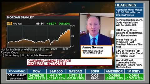 Morgan Stanley CEO James Gorman says rising prices are not “transitory.”
