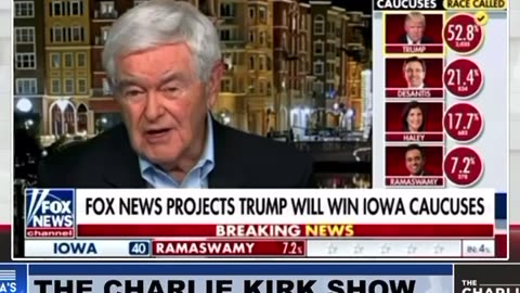 01/15/24 Charlie Kirk clip of Newt on Fox about Trump