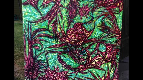 Alien Fire Dance By Andy SkellyRose. #skellyrose #canvas #painting #drawing #glowinthedark #action