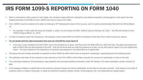 How to Report Form 1099-S on Form 1040