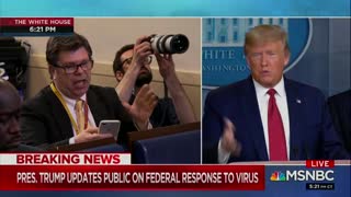 Reporter questions Trump about boosting testing