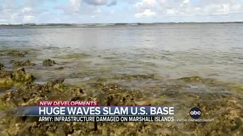 Extreme waves hit US Army base in the Marshall Islands
