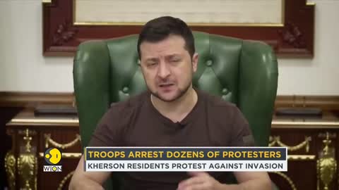 Residents protest Russian occupation in Kherson amid the ongoing invasion of Ukraine