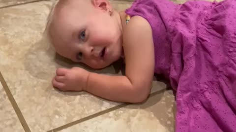 Tired Little Girl Lets Mom Know She Isn't Ready For Bed