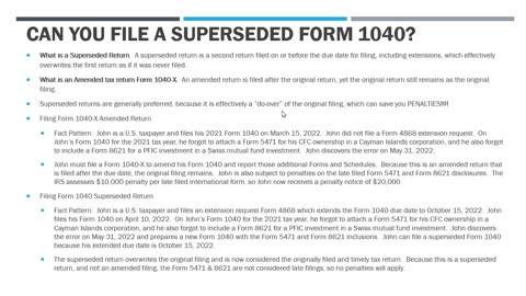 Can a Form 1040 be Superseded?