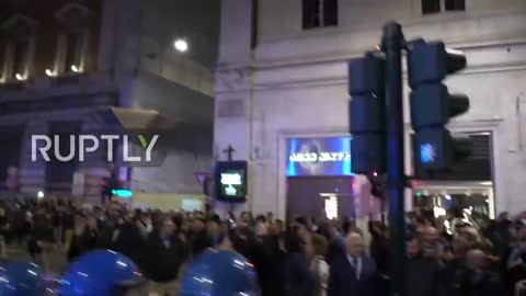 Italy / Rome Chaos hits city as anti COVID pass protestors