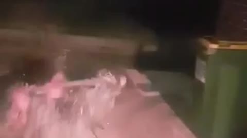 Guy jumps from garbage can onto glass table and id shatters