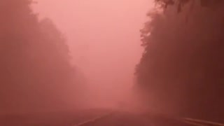 Crazy wildfire smoke haze on Highway 22 near Lyons, Oregon