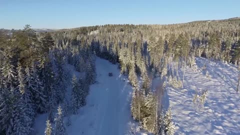 Car Driving Snowy Road