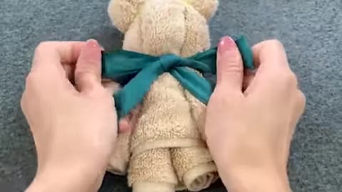 A lovely teddy bear made with towel and love