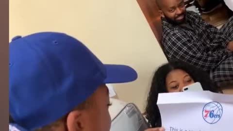 Kid in tears after receiving 76ers tickets for Christmas
