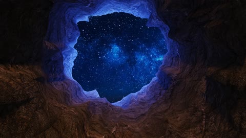 cave stars sky tunnel