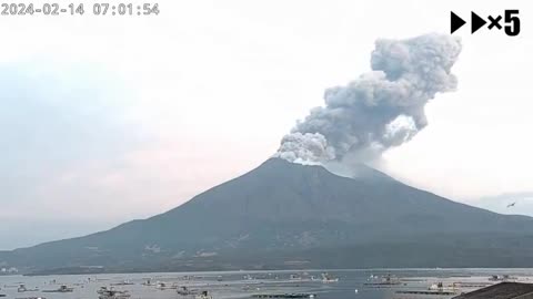 Eruption of the Sakurajima Volcano in Kagoshima Prefecture, Japan