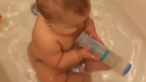 Beautiful baby in the bathtub
