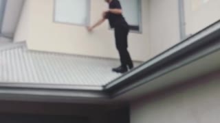 Guy Falls Off Roof Straight into Car