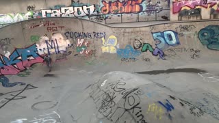 Guy graffiti skatepark skateboard bowl fail