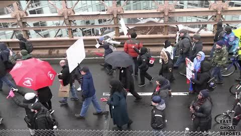 NYC City Workers March Against Mandates - Brooklyn Bridge - NYC - 2/7/2022
