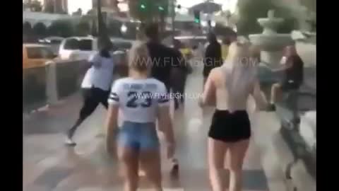 Thug Touches a Girl's Butt and Gets Dropped