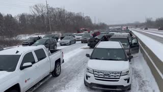 Insane multi-car pileup on I-696 in Michigan