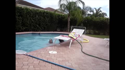 Teen Girl's Pool Prank Fails When She Gets Pulled In As Well