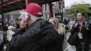 Trump supporter spit on by left-wing zealot
