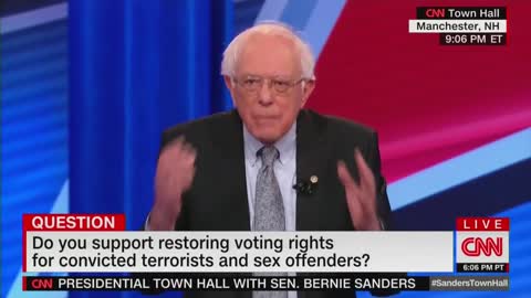Bernie comes out for the right to vote for terrorists and rapists