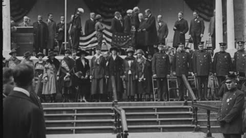 Roosevelt Memorial Flag Service At New York Public Library (1919 Original Black & White Film)