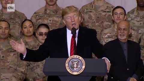 Trump makes surprise visit to troops in Afghanistan on Thanksgiving 2019.