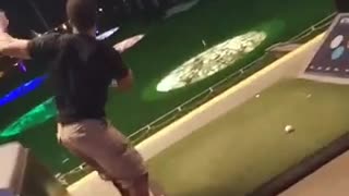 Top golf black guy golf swing misses