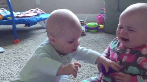 TRY NOT TO LAUGH - TWIN BABIES FIGHTING OVER STUFF