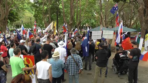 Riccardo Bosi via phone link. March for Australian Neutrality - 22nd October, 2022.