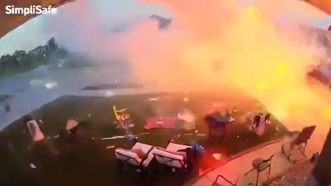 Explosion of fireworks in a family's front yard