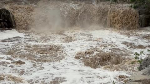 Tonkawa Falls: The Falls are overflowing.